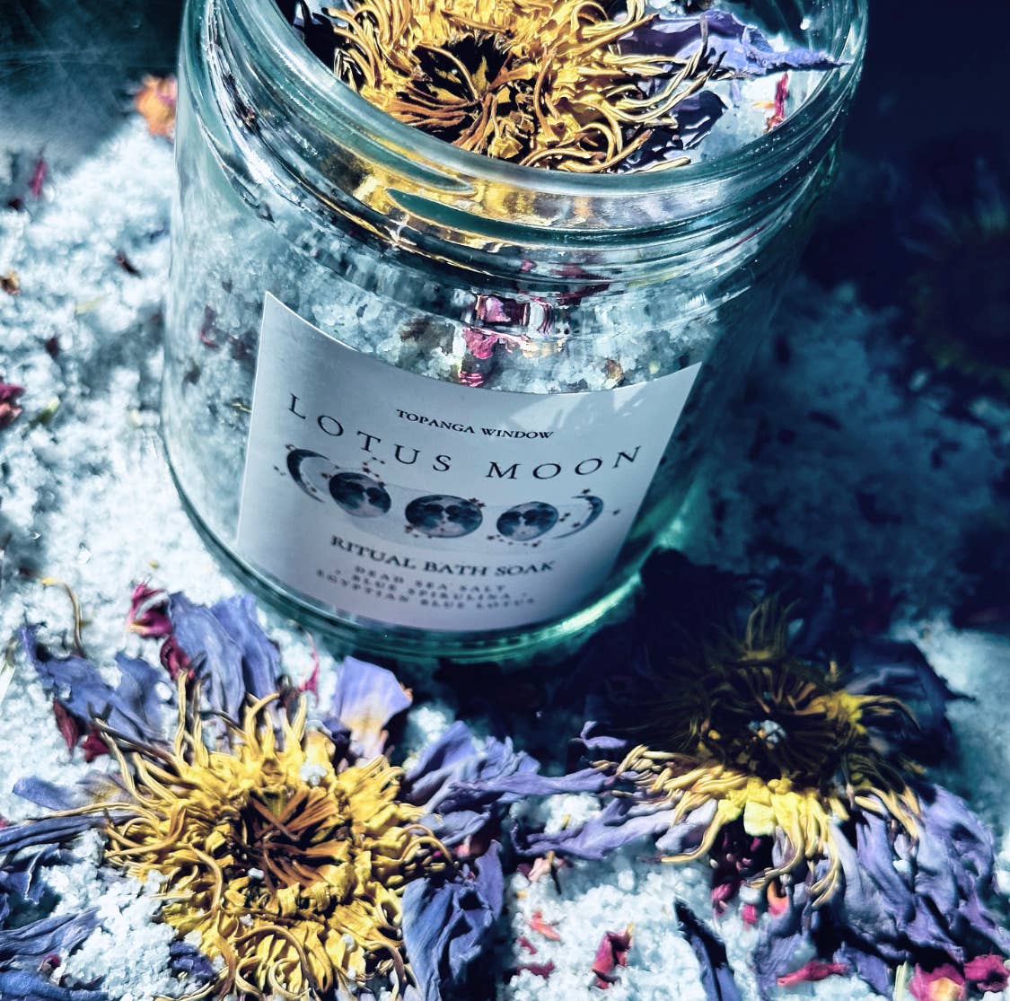 Topanga Window - Wholesale Bath Salts - LOTUS MOON RITUAL BATH SALTS with Blue Lotus Flowers1