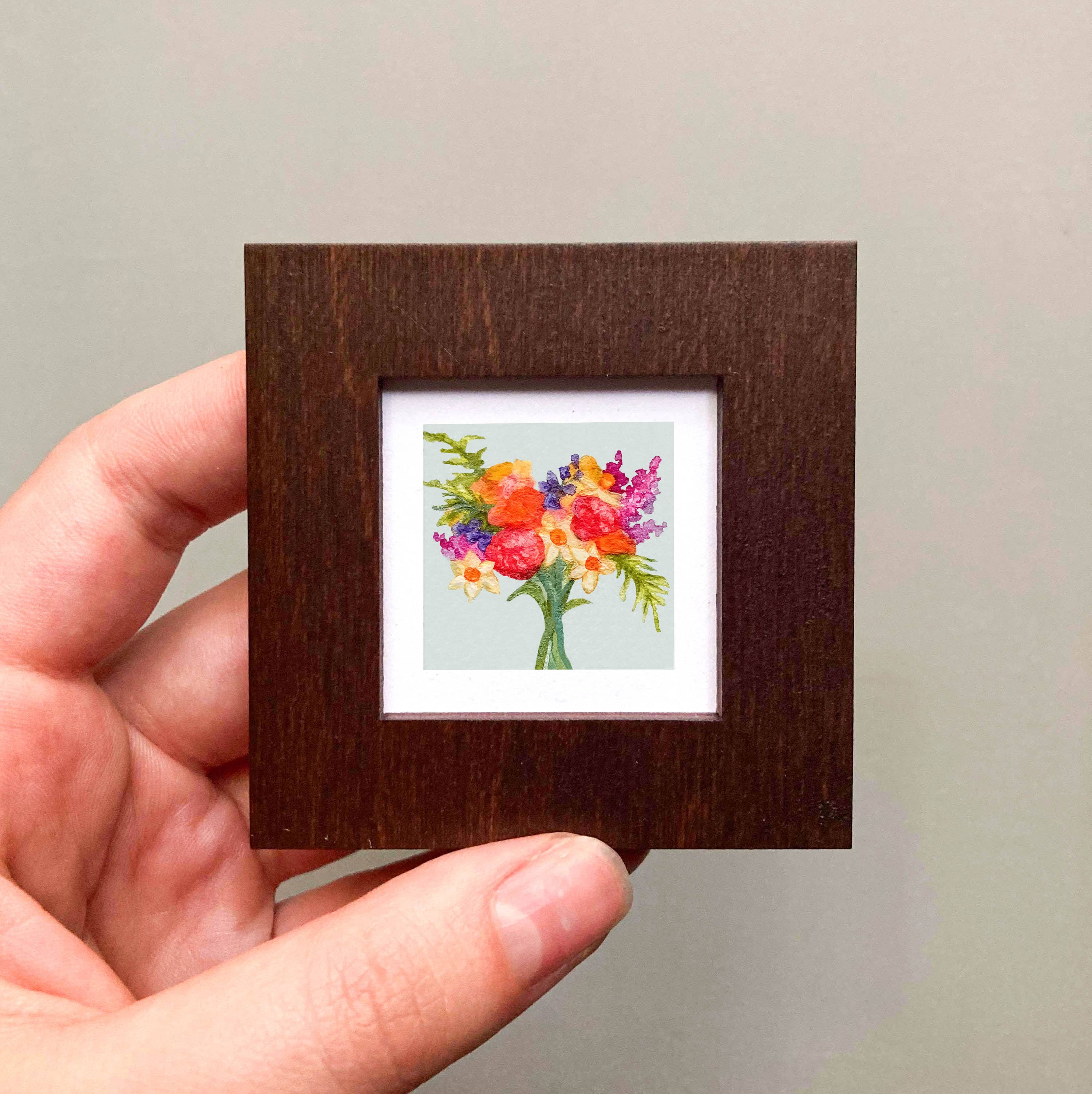 Mick's Art Goods - Wholesale Art Print - Mini 1" Spring Flower Bouquet Watercolor Framed Art Print3