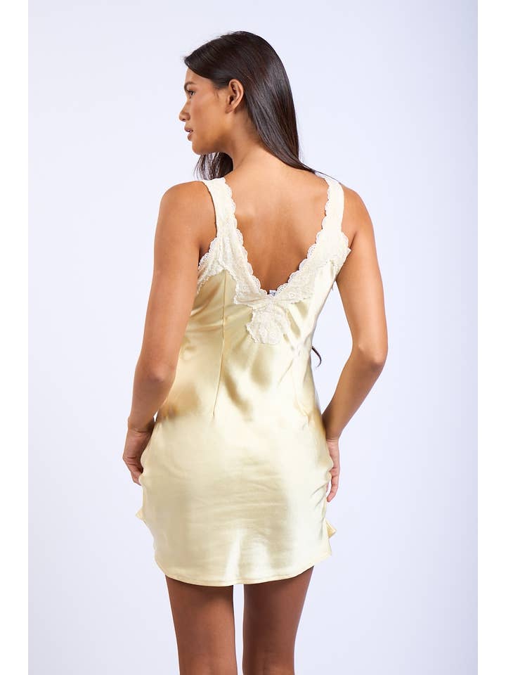 Sky to Moon - Wholesale Dress - Women's - SATIN LACE STRAP V-SHAPE OPEN BACK MINI DRESS18