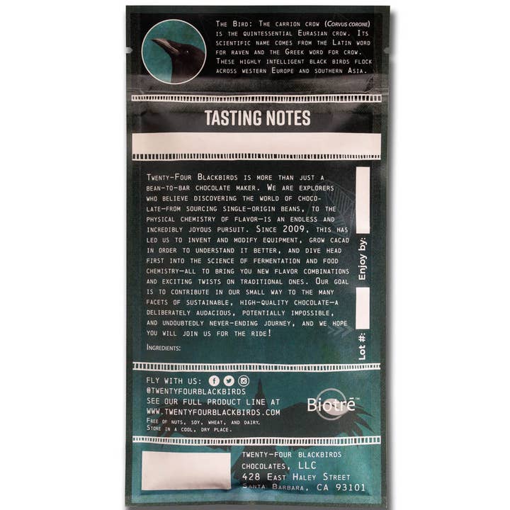 Twenty-Four Blackbirds - Wholesale Chocolate Bar - 75% Uganda Semuliki Forest bar 1.4 oz1