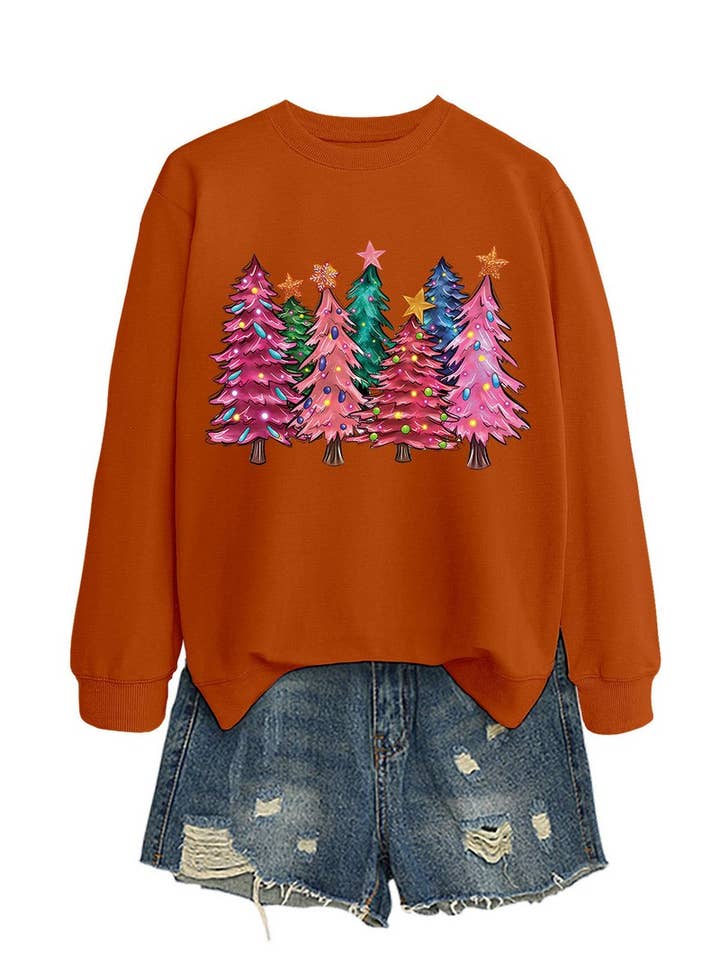 NINEXIS - Wholesale Blouse - Women's - CWTBLL01353_SEVEN PINK CHRISTMAS TREES CREW NECK SWEATSHIRT19
