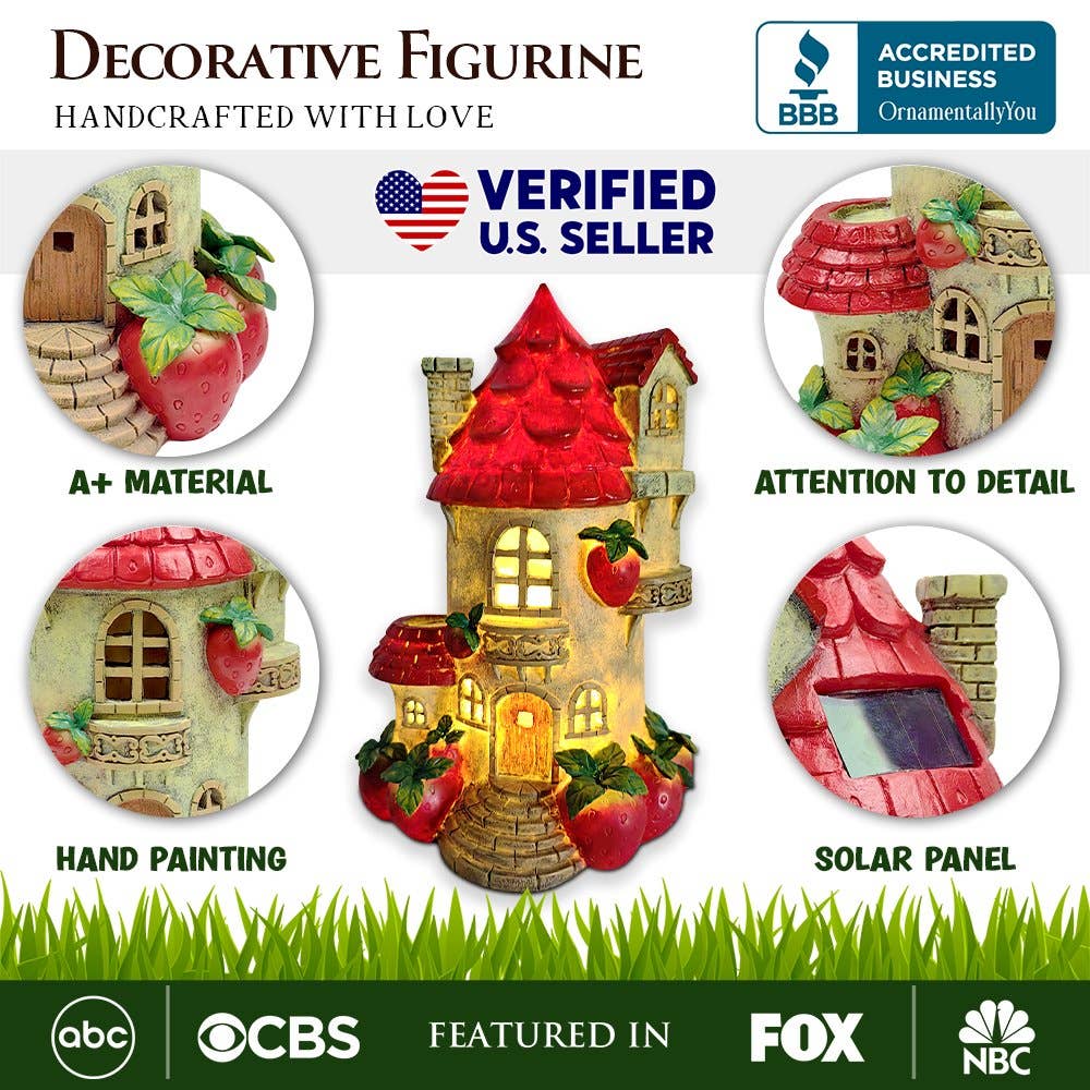 OrnamentallyYou - Wholesale Outdoor Ornament/Decor - Solar Powered Strawberry Fairy Home Garden Statue1