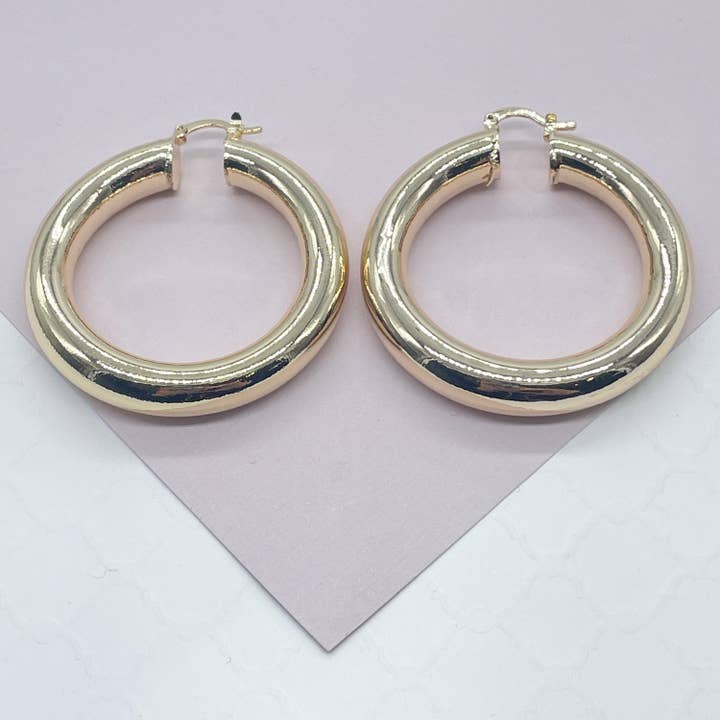 Milie Jewels – wholesale Hoop earrings – 18k Gold Filled Plain Chunky Hoop Earrings Wholesale Jewelry Making Supplies