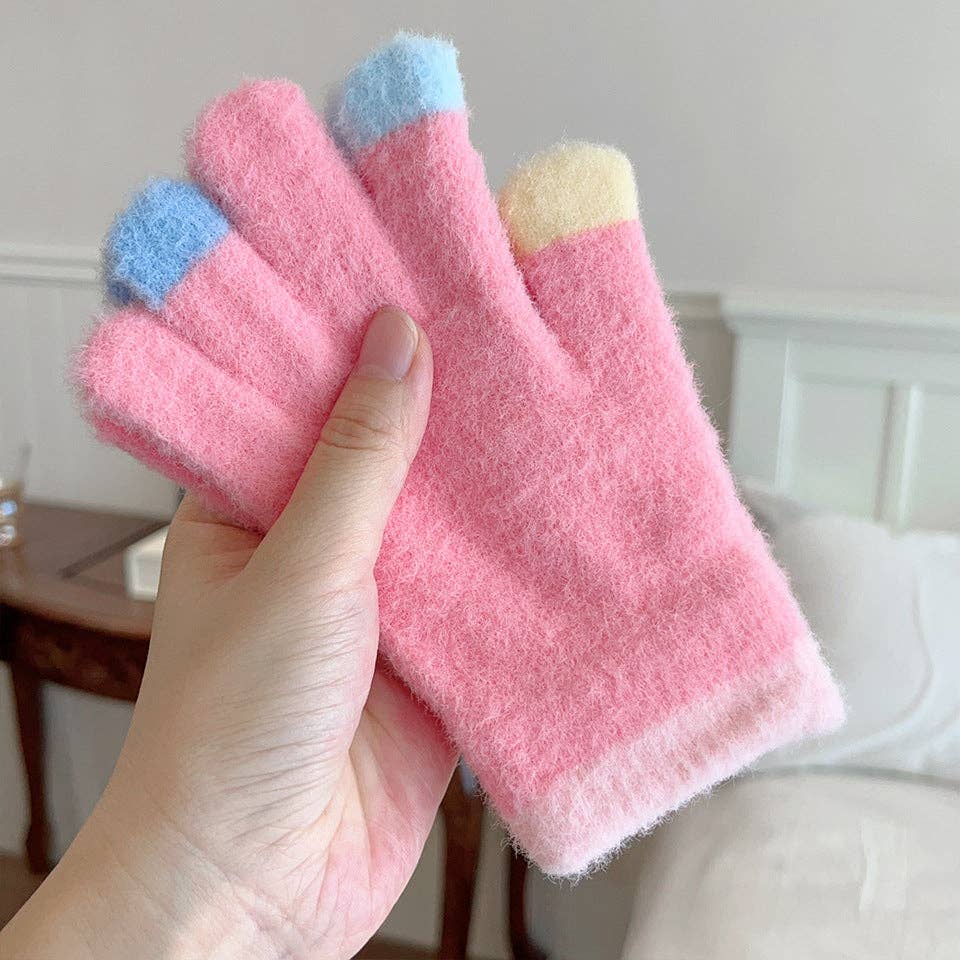 Little Trendy - Wholesale Gloves - Women's - Colorful macaron warm gloves students five fingers gloves1