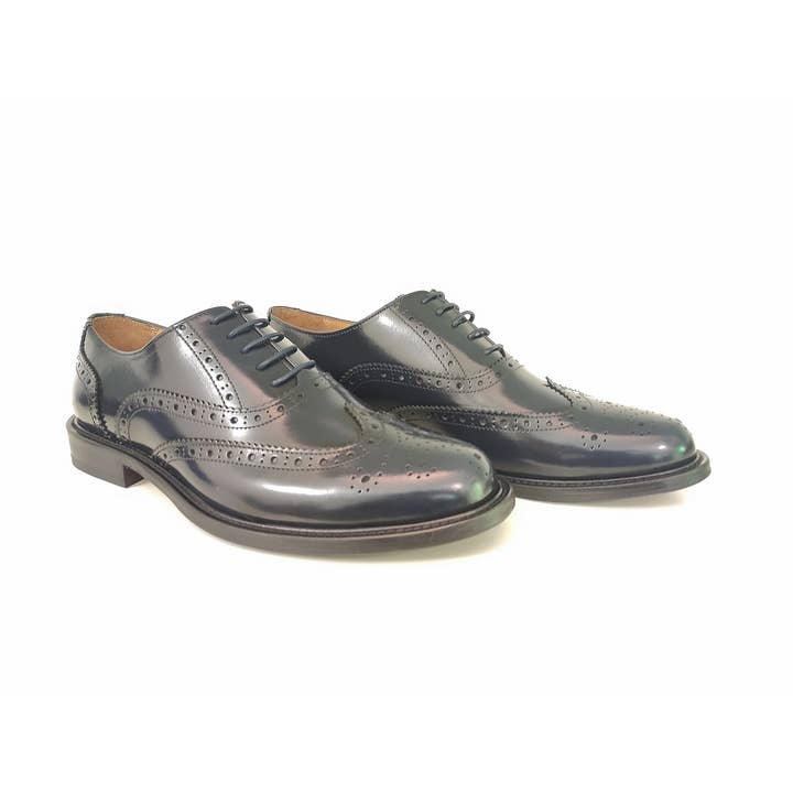 Francesina brogue completa em pele azul por atacado de PAPA