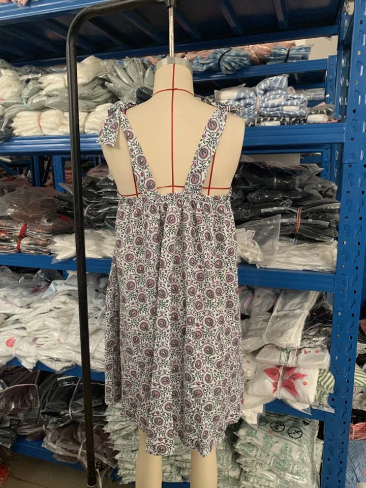 Rosa Clothing - Wholesale Dress - Women's - 2025 Odette floral sleeveless tie shoulder straps mini dress10