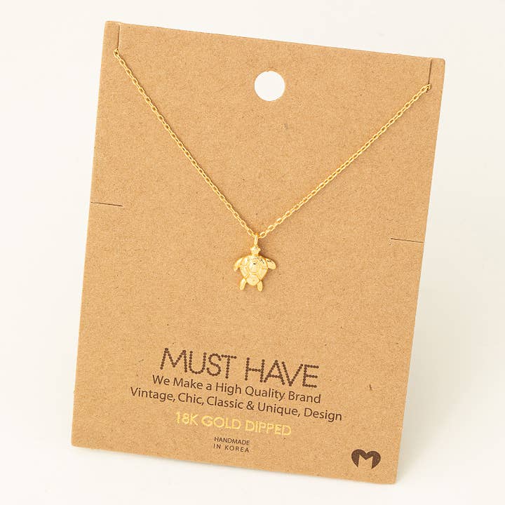 Fame Accessories - Wholesale Pendant/Charm Necklace - Dainty Turtle Charm Necklace