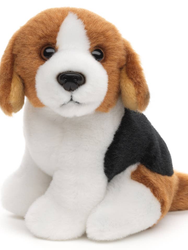 Beagle Plushie, sitting - 12 cm (height) - cuddly/plush toy for wholesale by Uni Toys