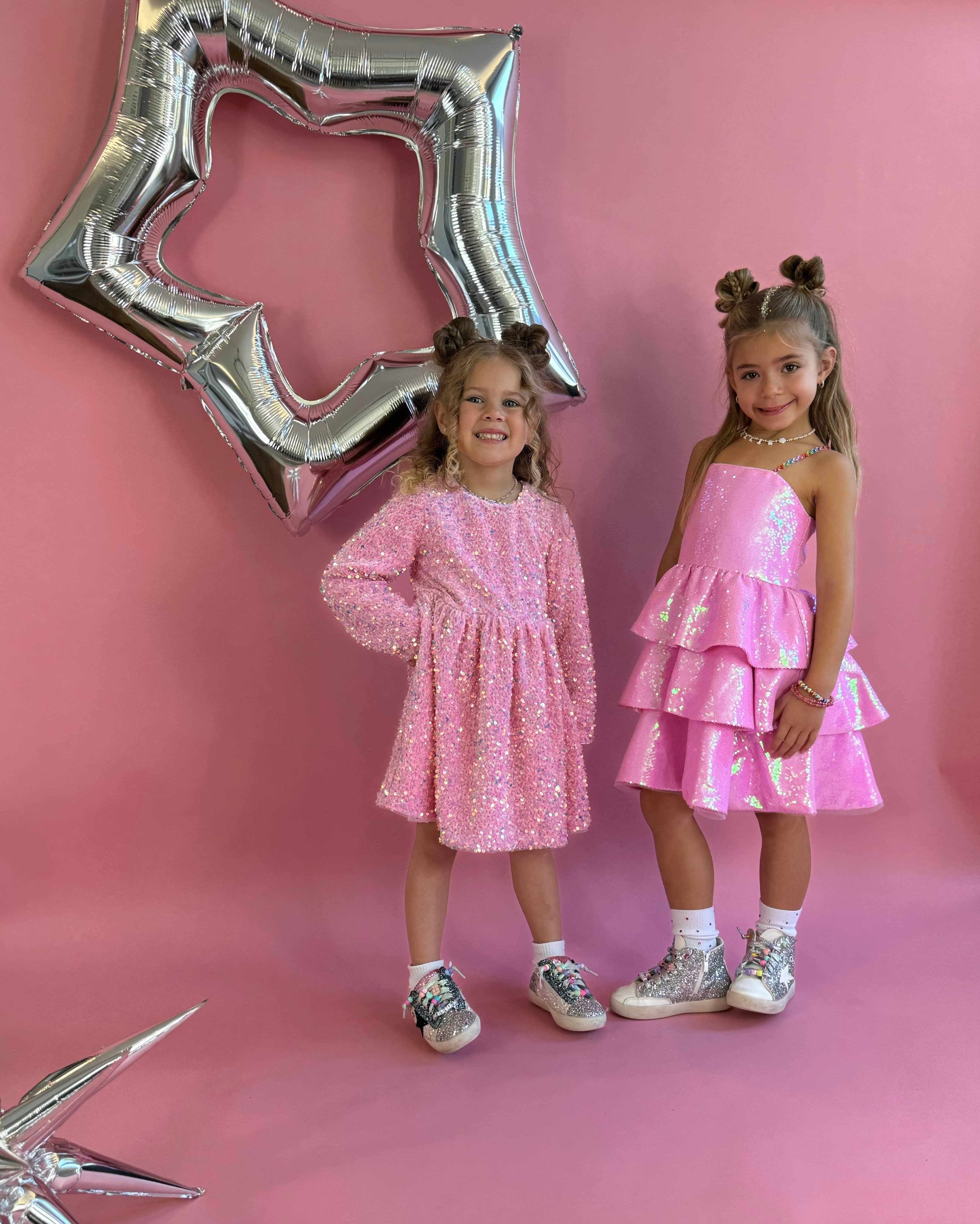 Ellie and Mila – wholesale Dress – Kids – Pink Sequin Gem Dress 6