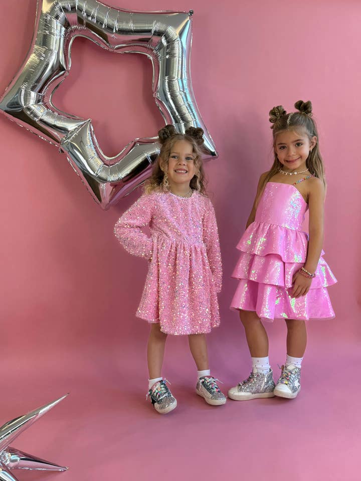 Ellie and Mila – wholesale Dress – Kids – Pink Sequin Gem Dress 6