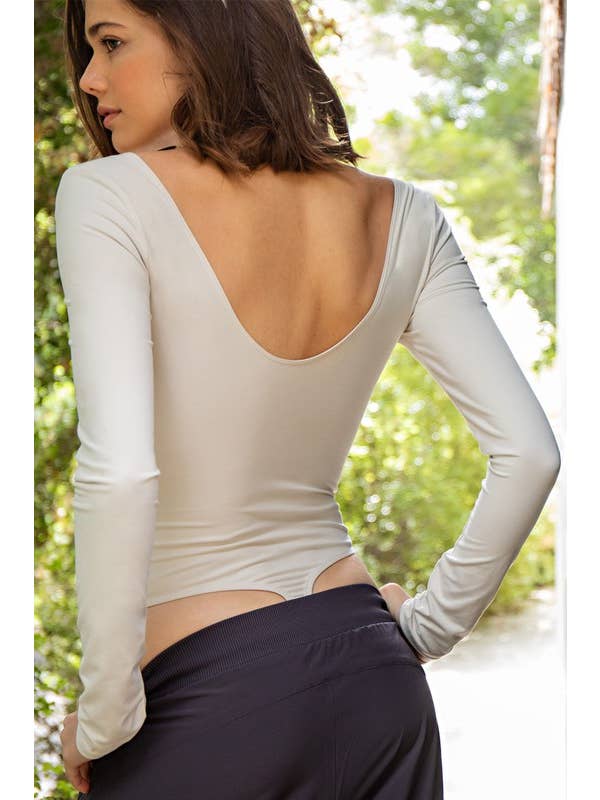 Sunday Morning - Wholesale Bodysuit - Women's - T759837 Long Sleeve Square Neckline Yoga BodySuit8