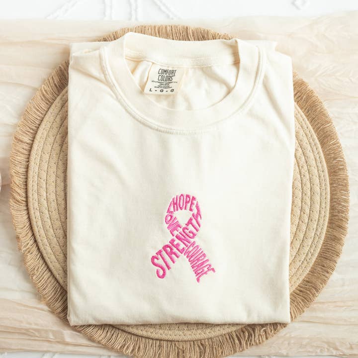 Embroidered Breast Cancer Awareness Tshirt for Women for wholesale by Nunu's Studio