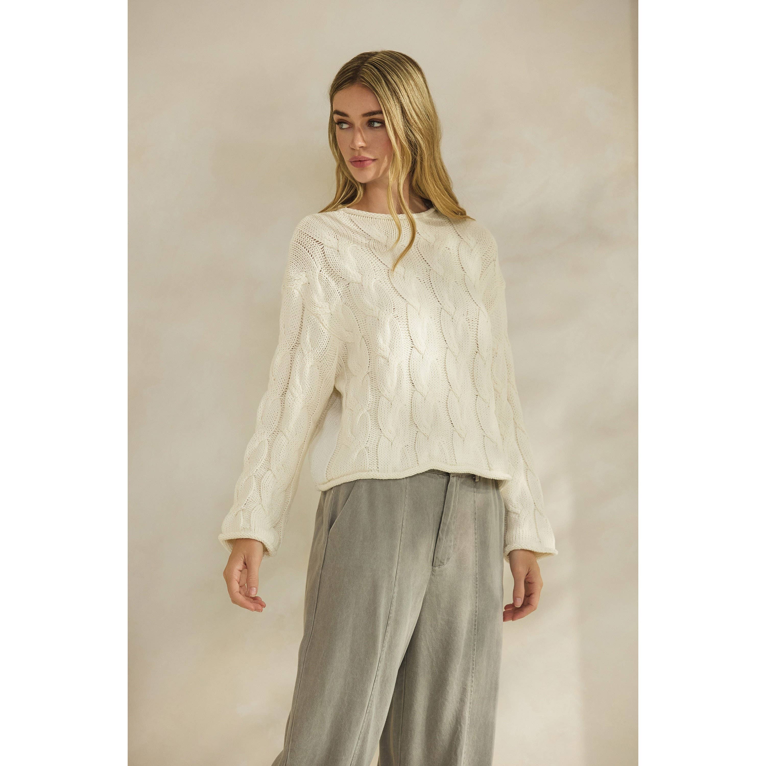 Honey Mango - Wholesale Knit Sweater - Women's - Cable knit sweater3