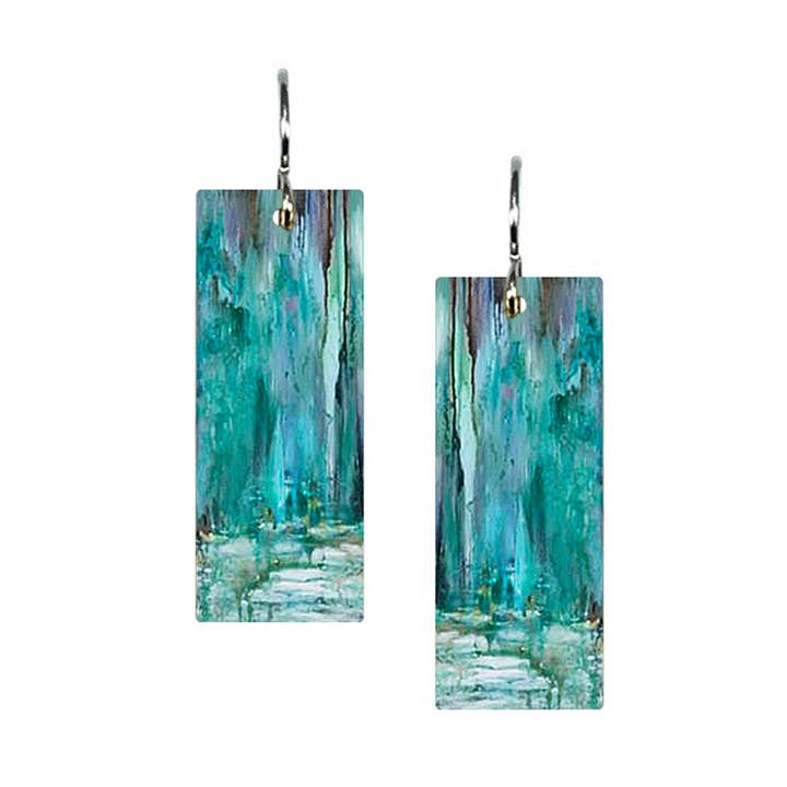 Brume Bleue - Boucle d'Oreille Rectangle Moyen ER117 pour la vente par ARTISTA