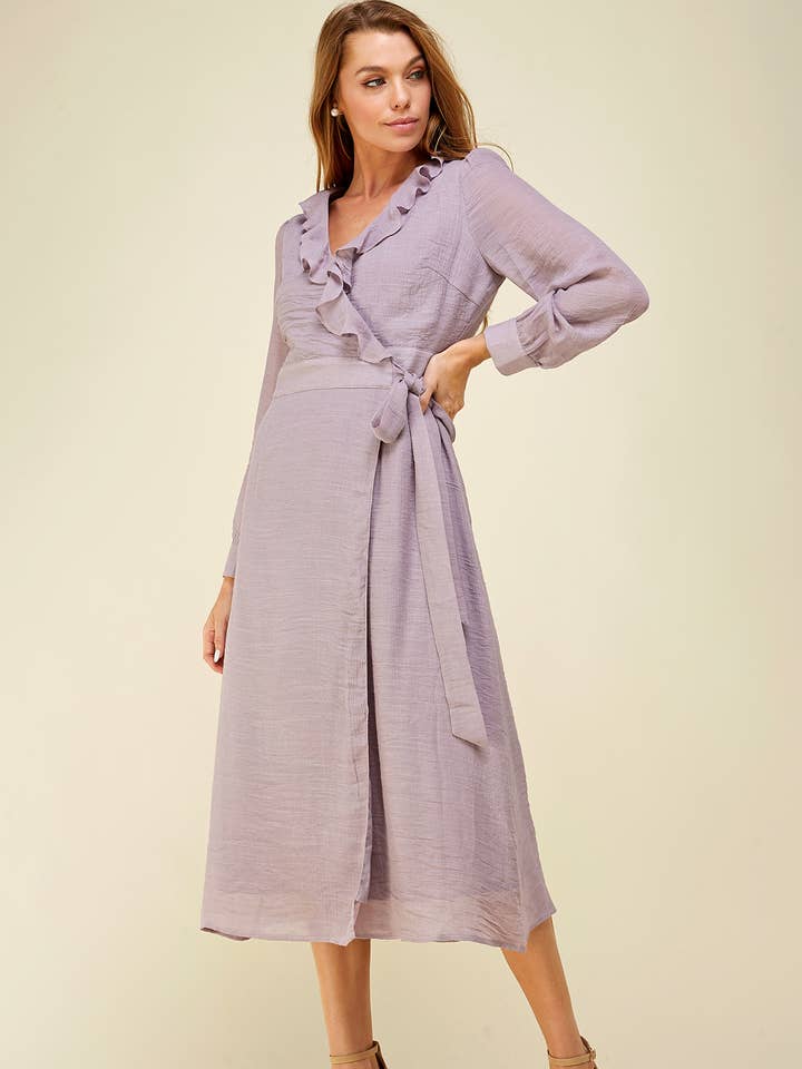 Robe portefeuille à nouer à volants pour la vente par épisode