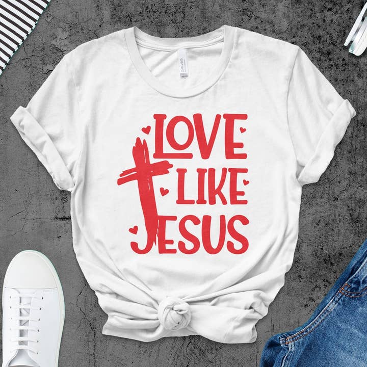Inspirational Christian T-Shirt, Love Like Jesus Quote Tee, Religious Faith-Based Casual Shirt, Unisex Adult Religious Apparel, Gift Idea for wholesale by FreakyTeeFactory