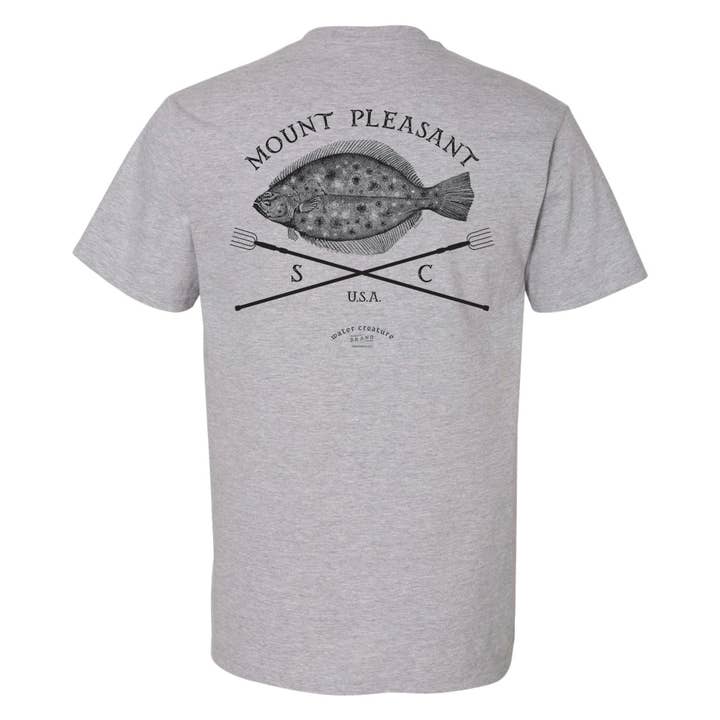 Charleston Apparel - Wholesale Screen Printed T-Shirt - Unisex - Flounder Gigs, Fishing Shirt, Customizable Location, Coastal