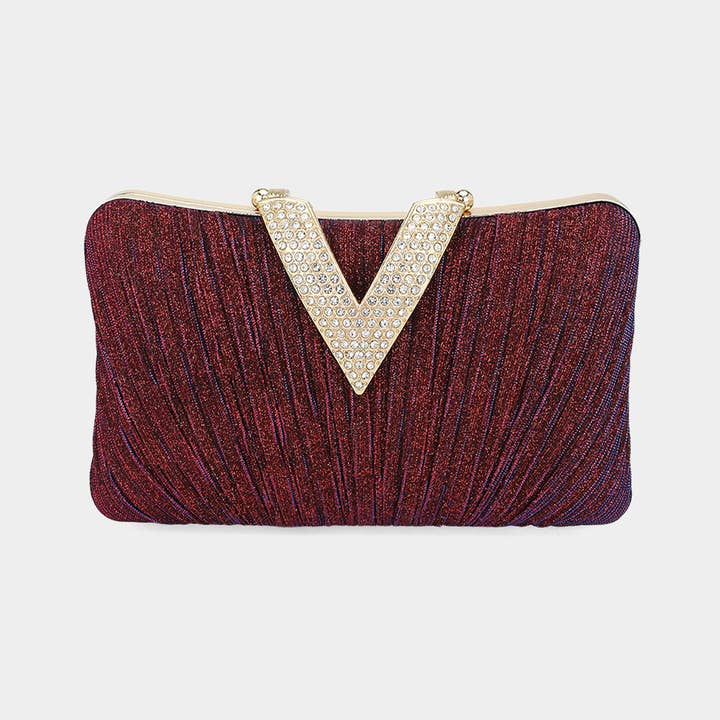 Sensibling Corp. - Wholesale Clutch - Dames - Sprankelende Stof Steen Geplaveide V-Vouw Clutch / Avondtas6