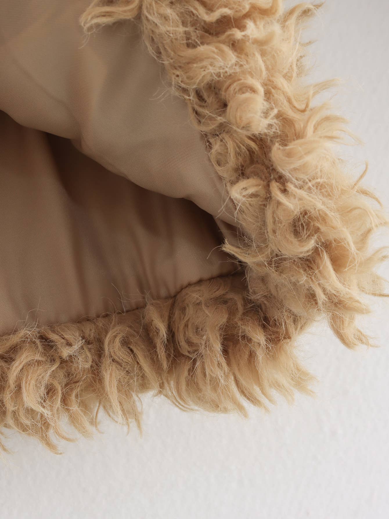 KHAKI Lapel long-sleeved single-breasted faux fur coat for wholesale on Faire7