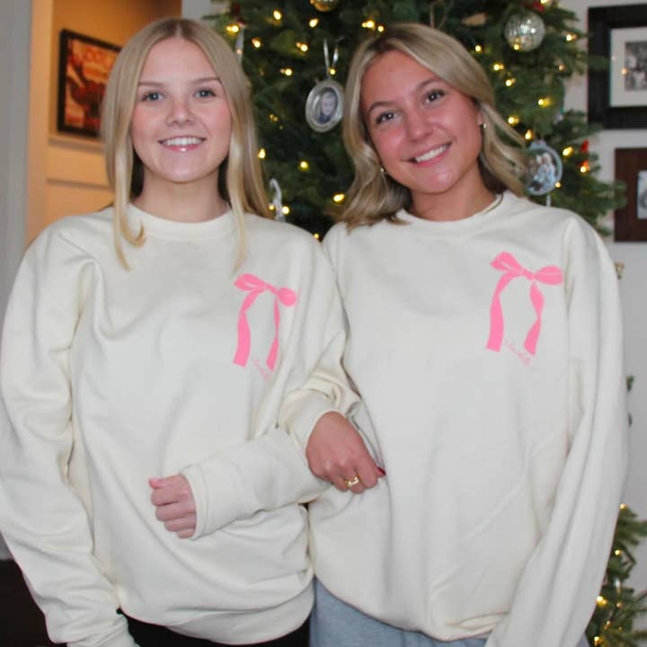 Lemonbella Crewneck Pink Bows for wholesale by Lemonbella
