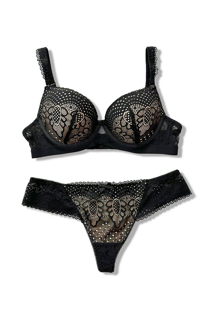 Belle Com'Elle - Vente Ensemble de lingerie – femme - Ensemble Soutien-gorge + String Bonnet B / AZ170123