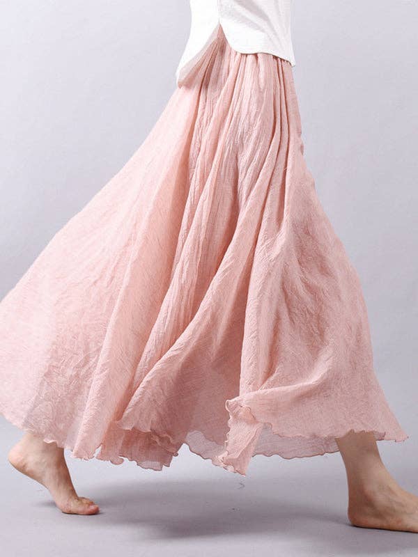 StyleGalX - Vente Jupe – femme - Jupes décontractées trapèze de couleur unie à taille élastique5