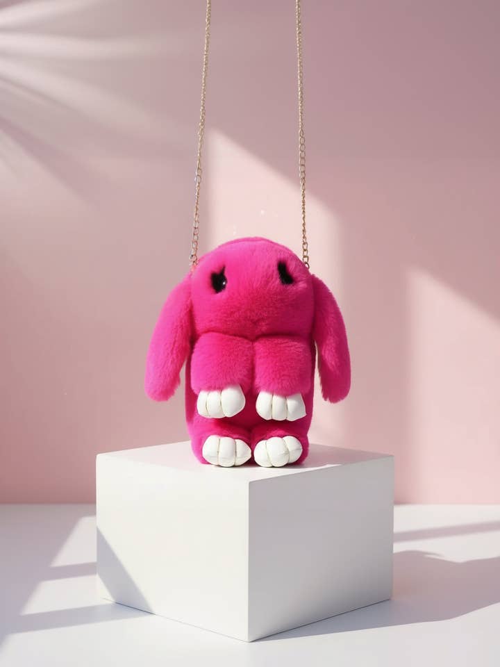 Sac à dos lapin en fausse fourrure de luxe – Sac à main en peluche douce pour la vente par Arya Jewellery Wholesale