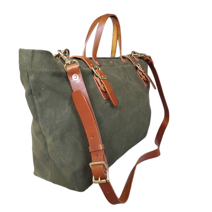 Eleanor Canvas and Leather Tote for wholesale by Designs By THOR Leather Goods