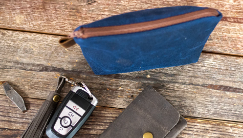 In Blue Handmade - Wholesale Pouch - Unisex - Large Handmade Waxed Canvas Zipper Pouch3