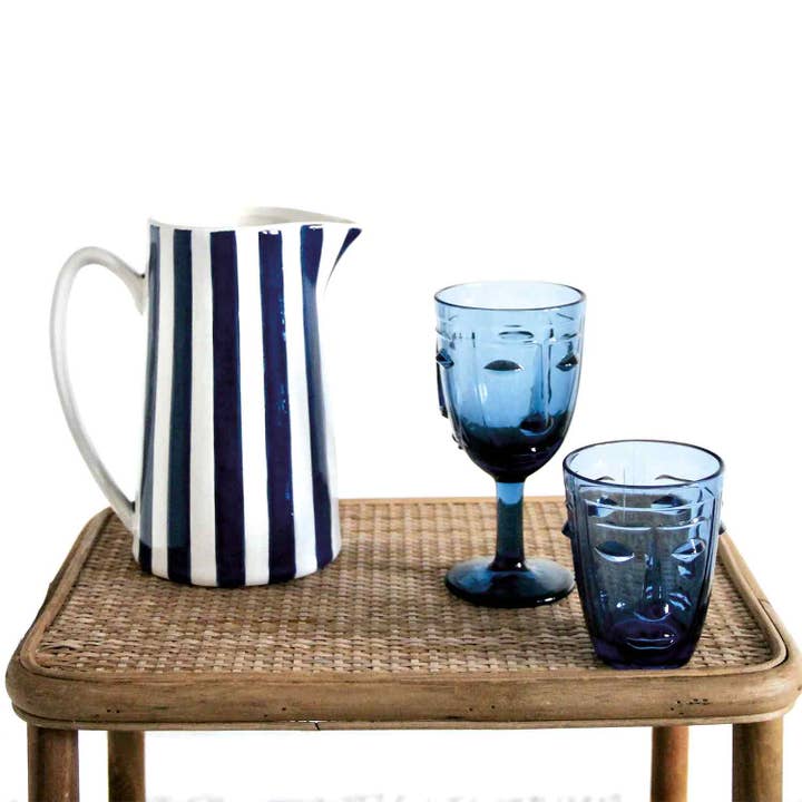 bruise Glass goblet Blue Face D8 H10cm for wholesale on Faire