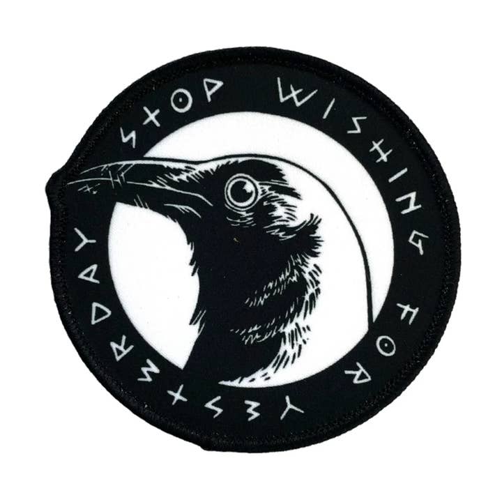 Stop Wishing For Yesterday - Old Crow Patch for wholesale by Rattling Bones Studio