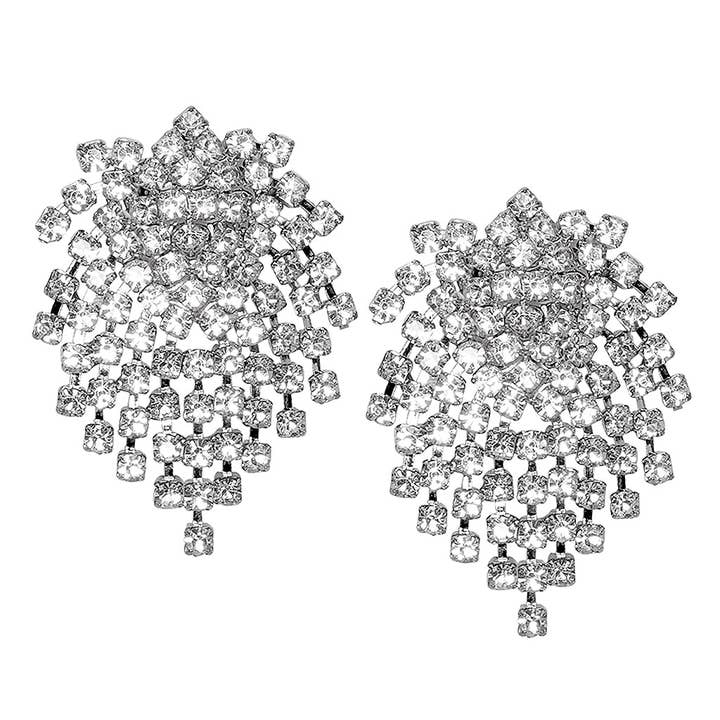 Silver & Crystal Cluster Earring for wholesale by Kenneth Jay Lane