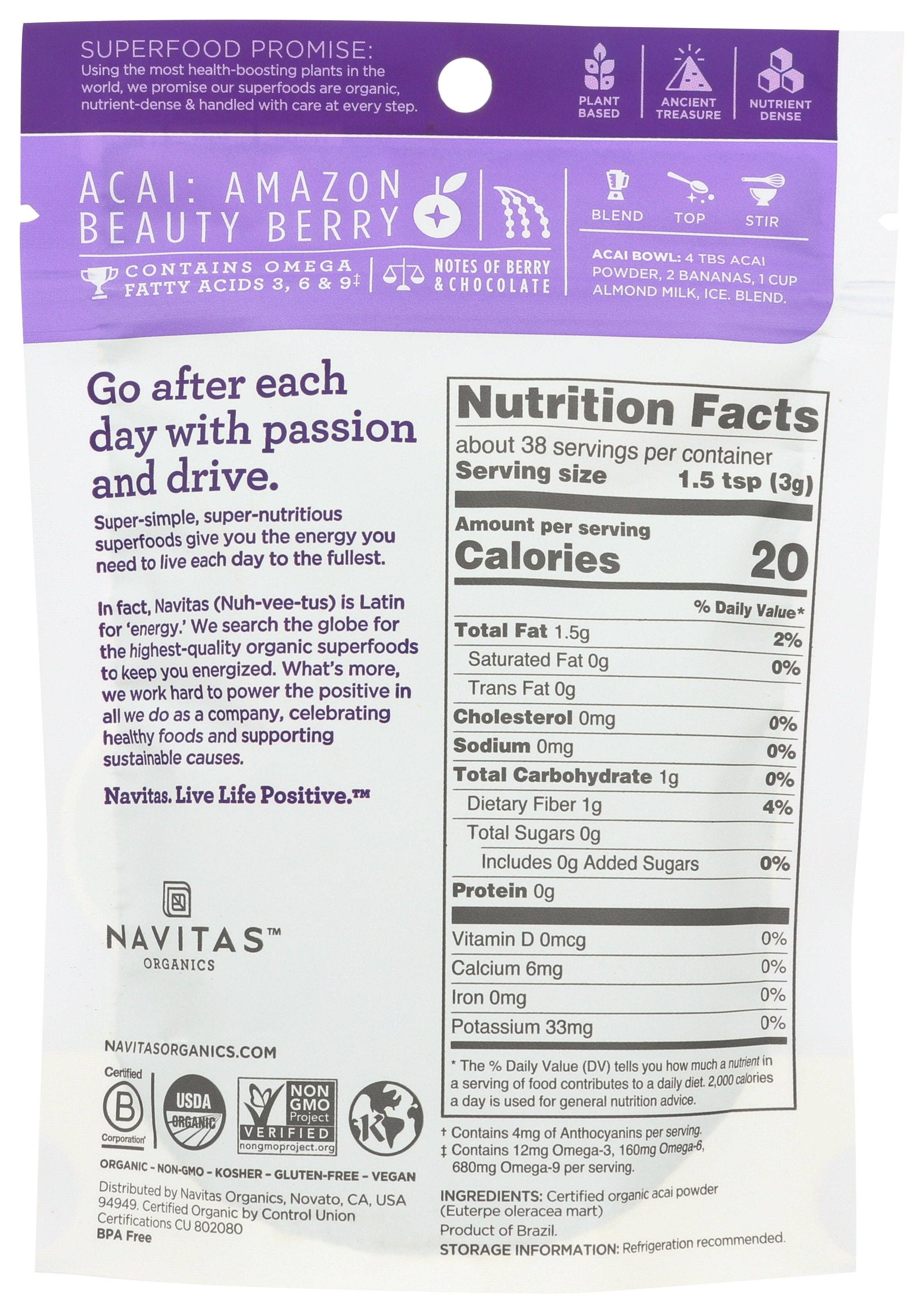 Everyday Supply Co - Wholesale Protein/Superfood Powder - Navitas Acai Powder Org1