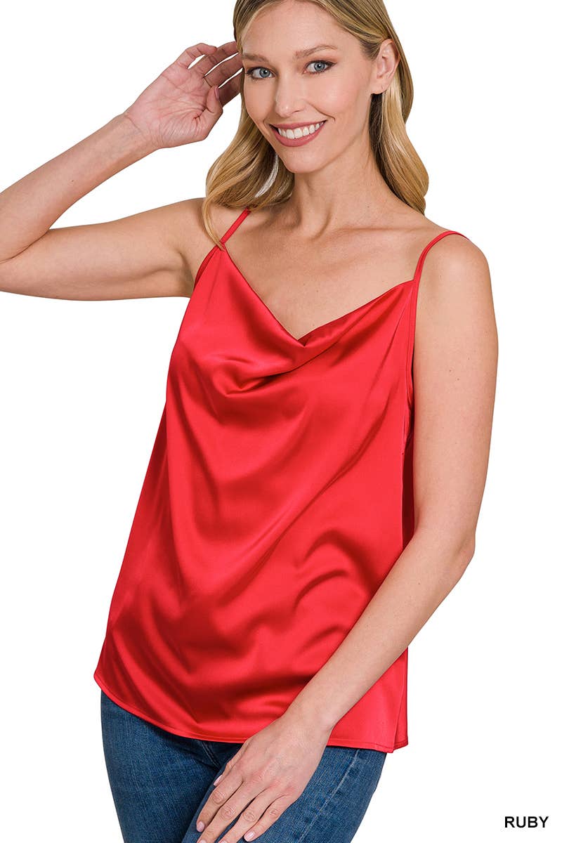 42POPS - Wholesale Camisole - Women's - `.SATIN CHARMEUSE COWL NECK CAMI TOP8