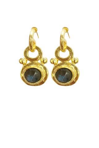 AJS Design Studio - Wholesale Stud/Post Earrings - Door Knocker Earrings With Labradorite0