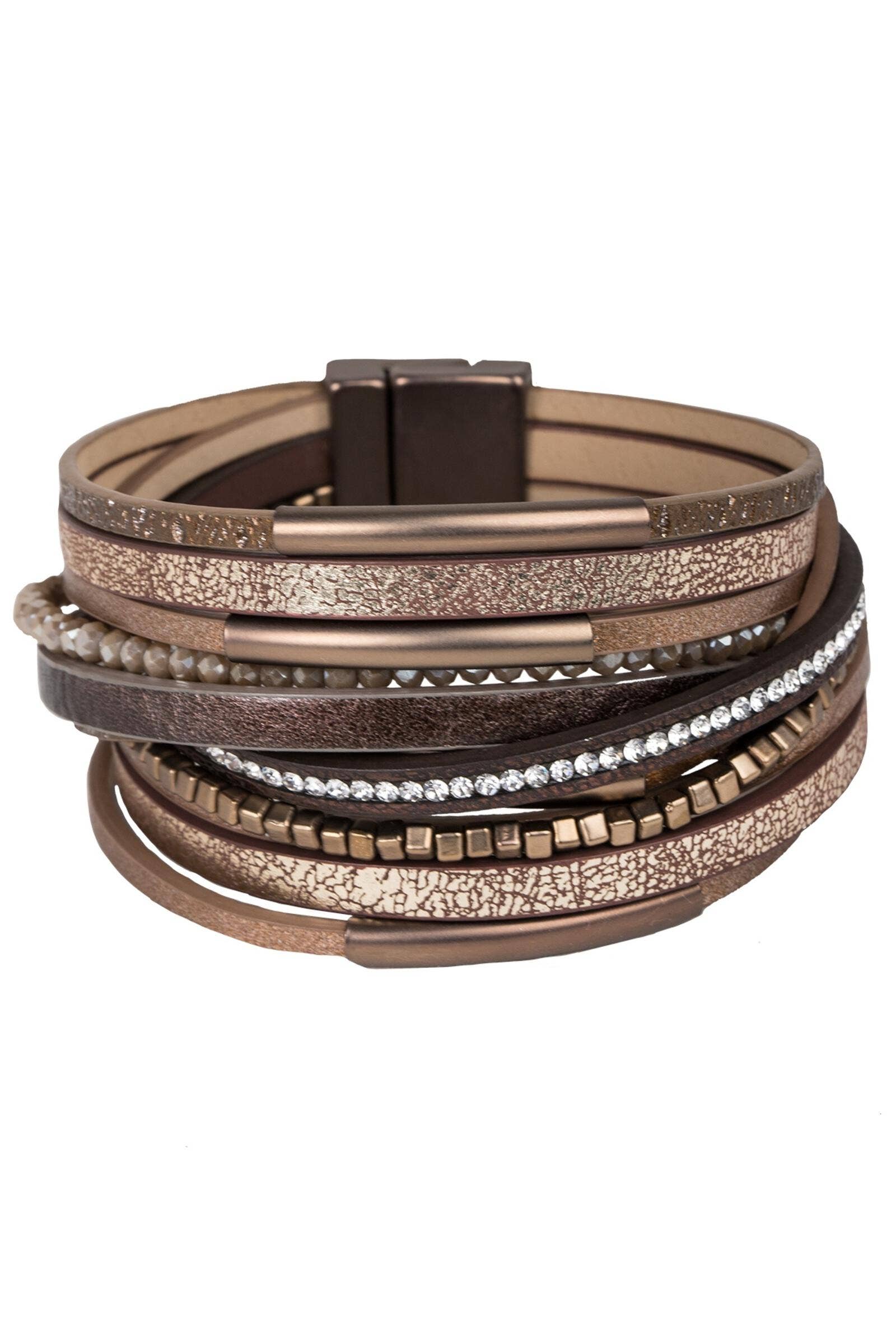 SAACHI - Wholesale Beaded Bracelet - Glimmer Leather Bracelet2
