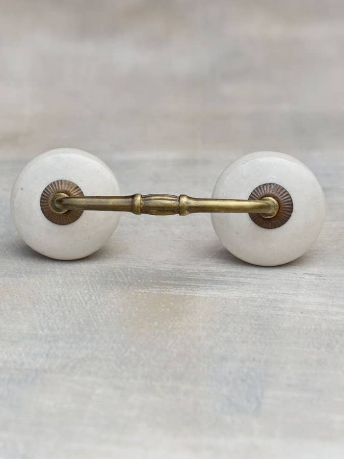 Round Solid Off-white Color Ceramic Kitchen Handle Drawer Pull for wholesale by KNOBCO