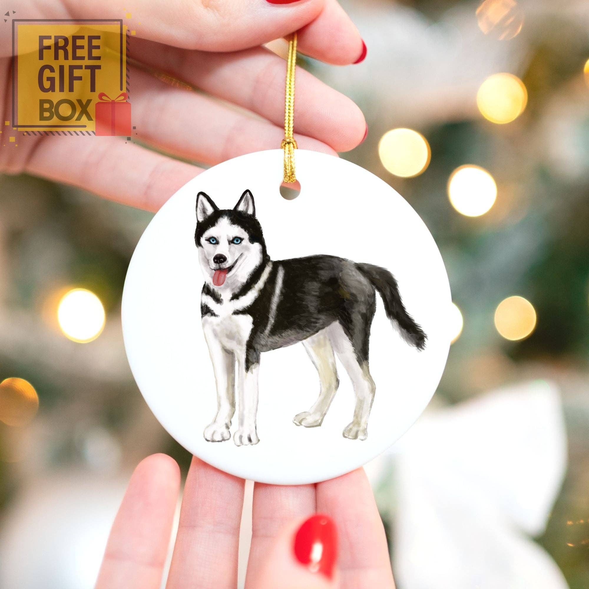 MerikaArt – wholesale Ornament – Siberian Husky Ceramic Ornament4