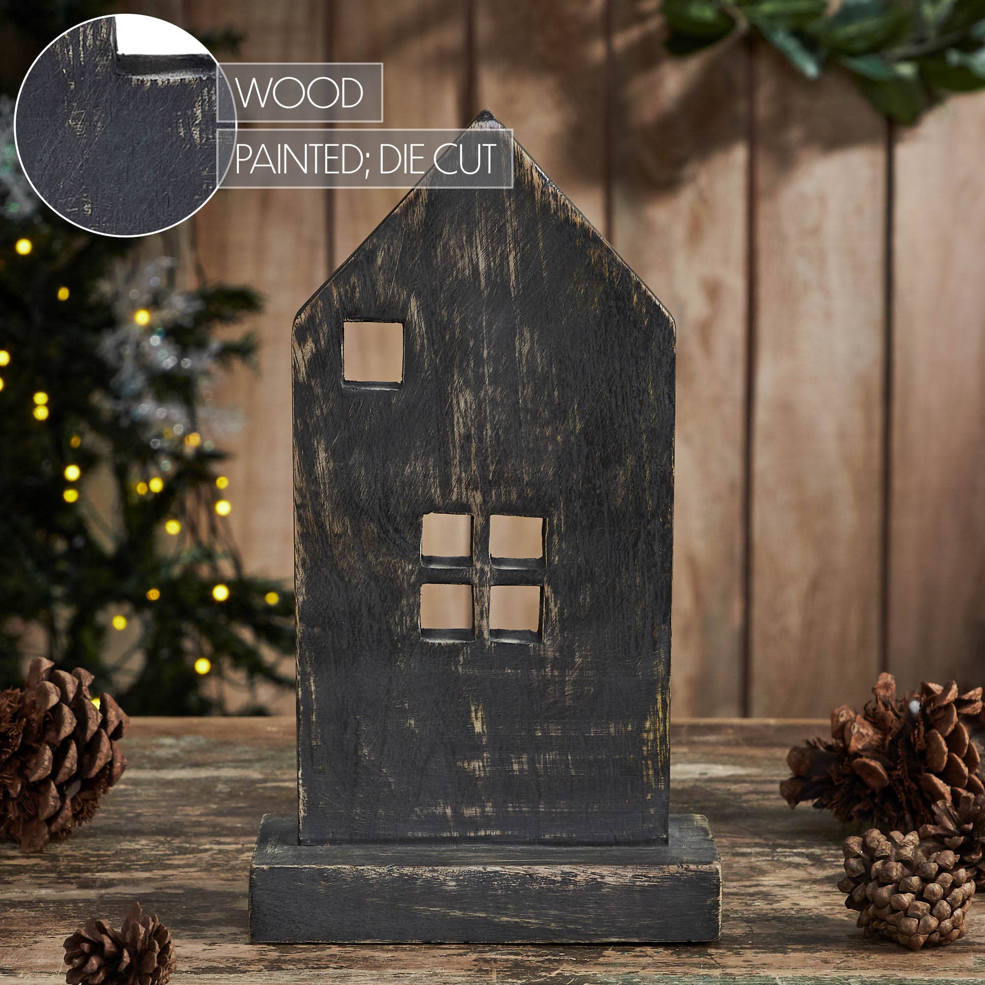 VHC Brands - Wholesale Decorative Tabletop Object - Rustic Wooden House Grey 10x5.75x35