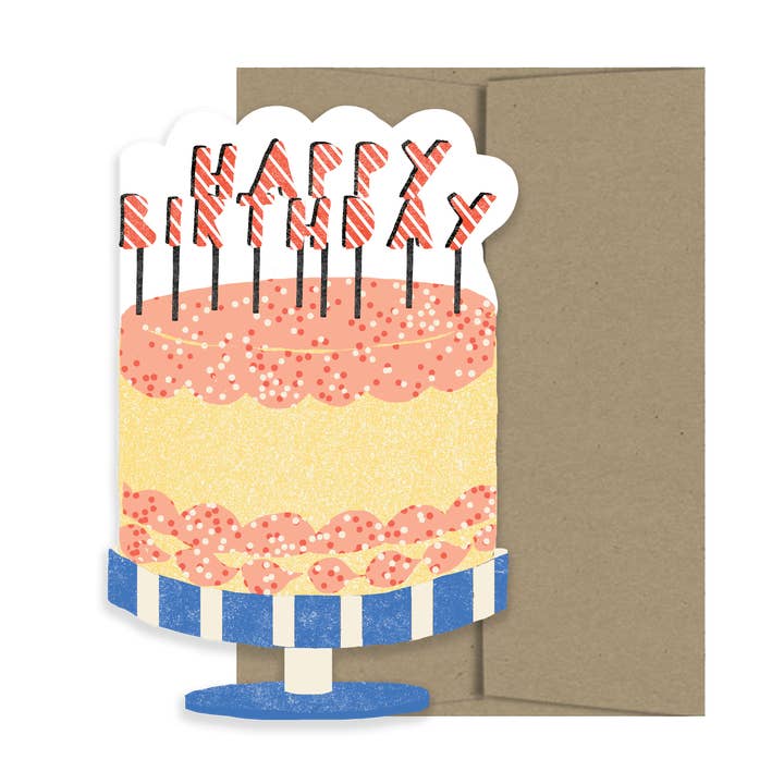 Isatopia - Wholesale Birthday card - Happy Birthday Cake - Die Cut