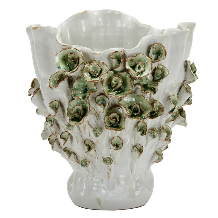 Handmade Ceramic Vase – Floral-Inspired Nature Motif V248LG for wholesale by Continental Home