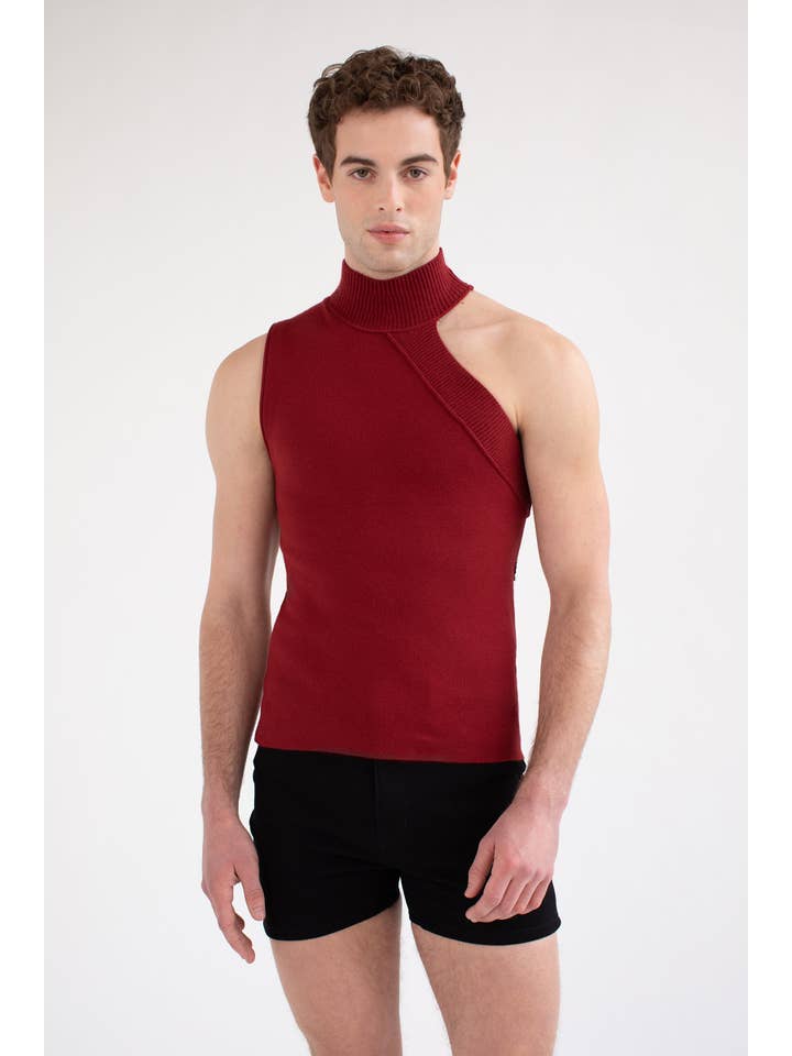 FANG - Wholesale Knit Top - Women's - Asymmetrical Turtleneck Knit Tank