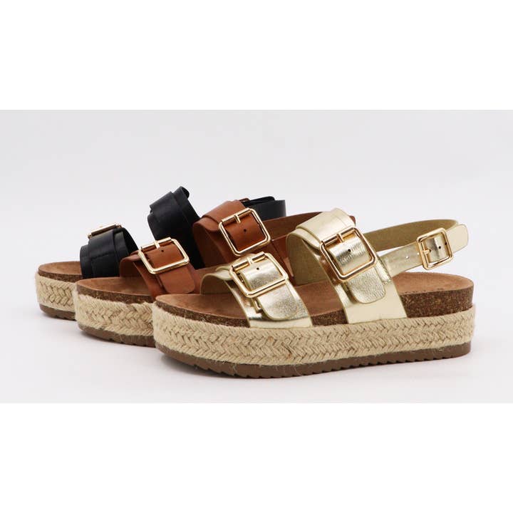 Mars Sky Shoes Wholesale - Wholesale Sandals - Women's - Bamboo BRAKE-07 Espadrille Cork Sole Double Buckle Sandals