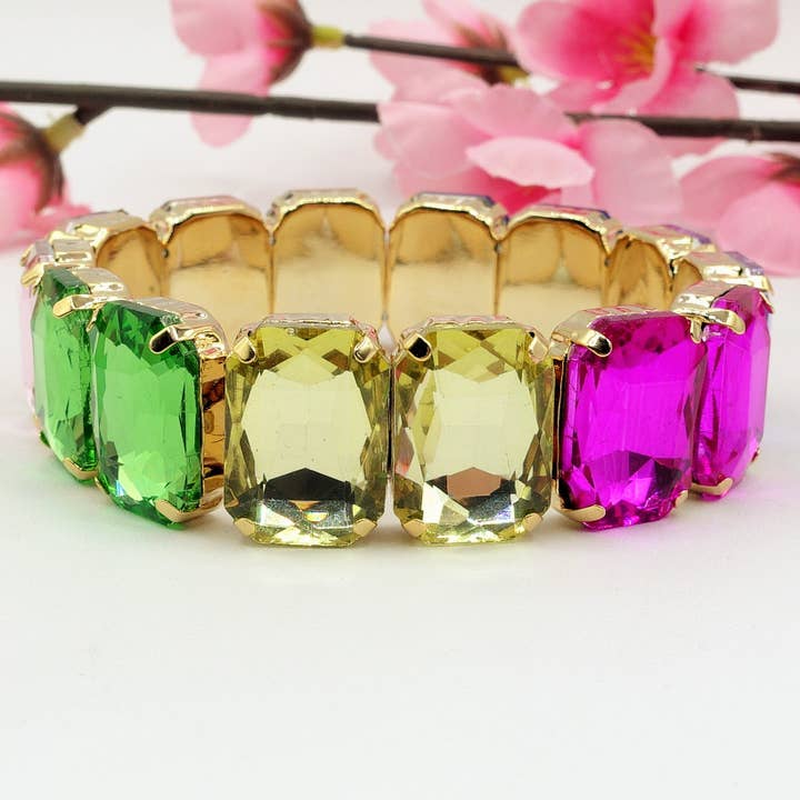 BEIGE MARGOT RAINBOW SET - COLLIER & BRACCIALE con pietre sfaccettate - LUCE COLLECTION for wholesale on Faire2