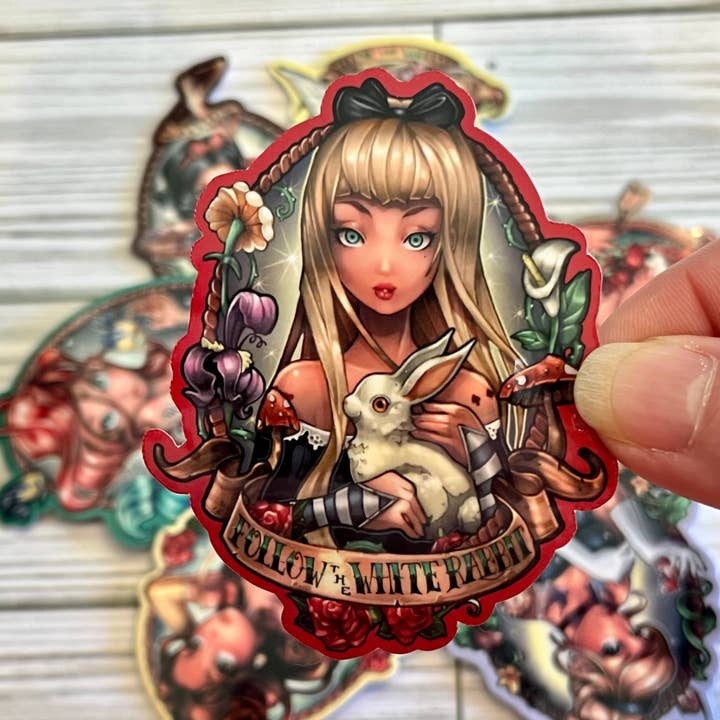 Badass Babes, White Rabbit Alice, Vinyl-Aufkleber für den Großhandel von Graceful Darkness, LLC