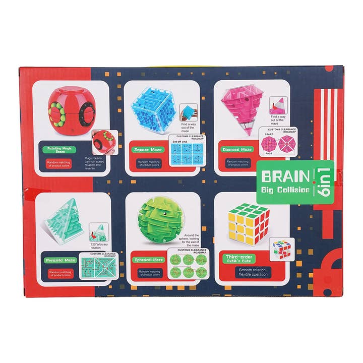 Texas Toy Distribution - Wholesale Fidget Toy - Kids - 6-in-1 Big Brain Collision Fidget Set