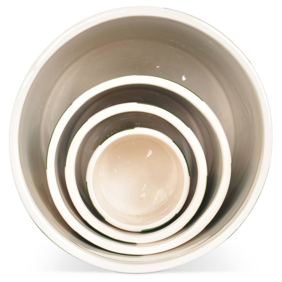 Set of 4 green striped pots D14 H14cm for wholesale on Faire3