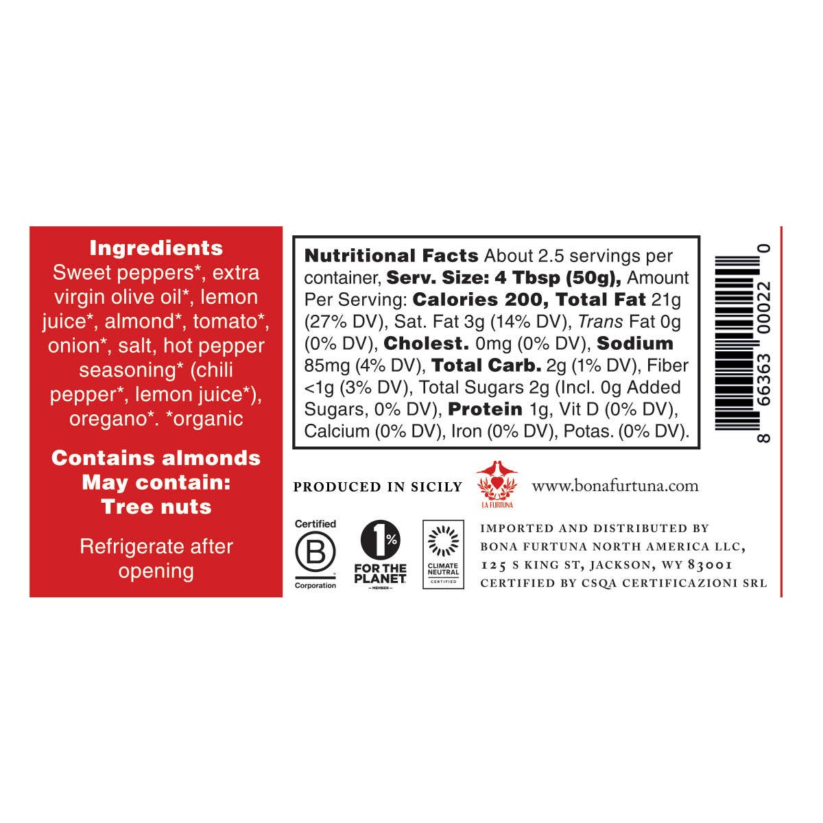 Bona Furtuna - Wholesale Pesto - Sweet Pepper Pesto2