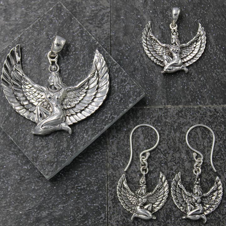 Goddess Design Studio - Wholesale Pendant/Charm Necklace - Sterling Silver Winged Isis Pendant, 2 sizes!