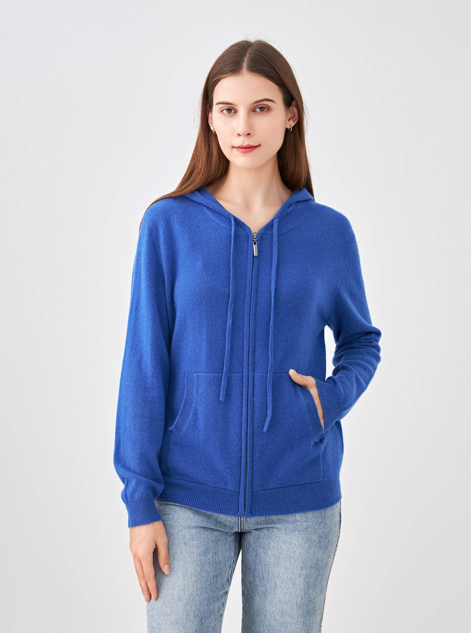 jw.atelier - Vente Sweat à capuche – femme - Gilet 100% cachemire zippé à capuche20